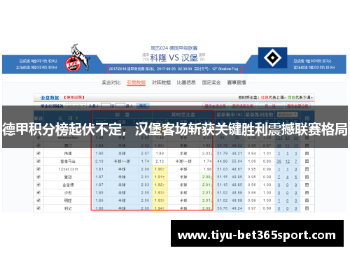 德甲积分榜起伏不定，汉堡客场斩获关键胜利震撼联赛格局